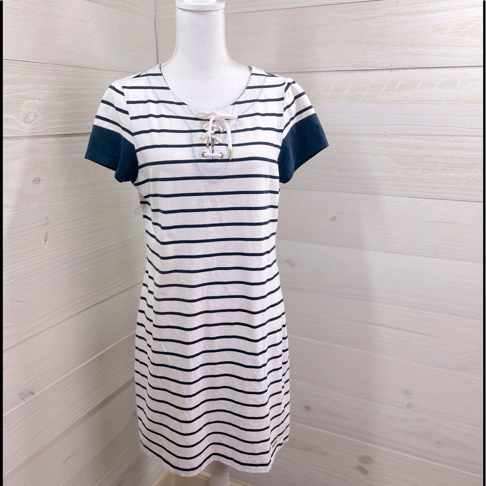 Tommy Hilfiger Striped Tie Up Top Dress L FREE SHIP